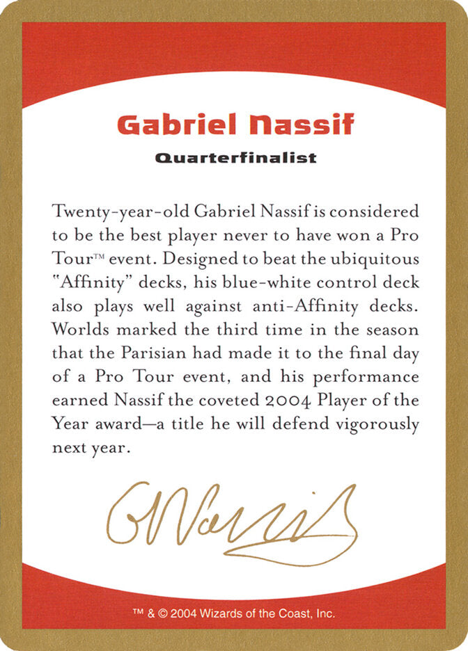 2004 Gabriel Nassif Biography Card