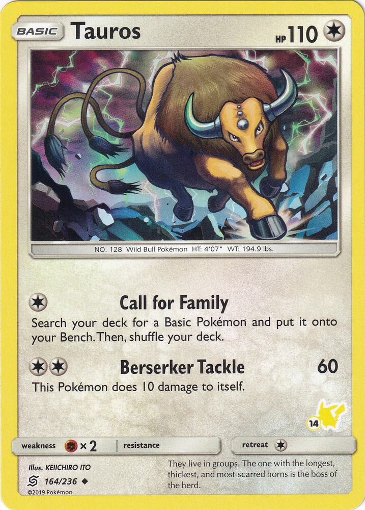 Tauros - 164/236 (#14 Pikachu Stamped)