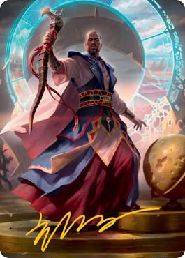 Teferi, Who Slows the Sunset Art Card (Gold-Stamped Signature)