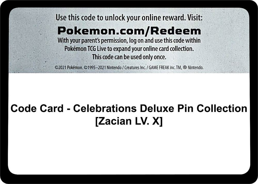 Code Card - Celebrations Deluxe Pin Collection [Zacian LV. X]