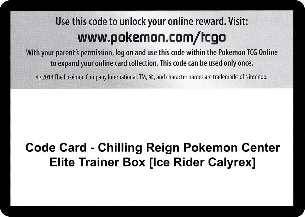 Code Card - Chilling Reign Pokemon Center Elite Trainer Box [Ice Rider Calyrex]