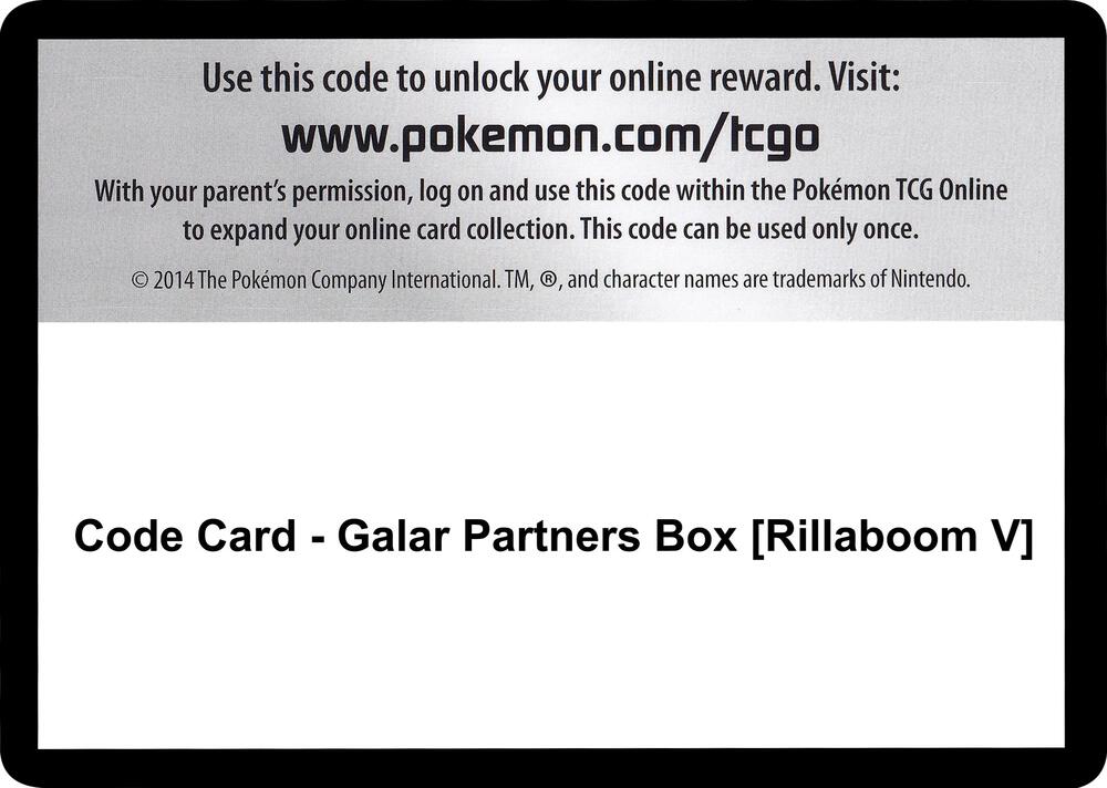 Code Card - Galar Partners Box [Rillaboom V]
