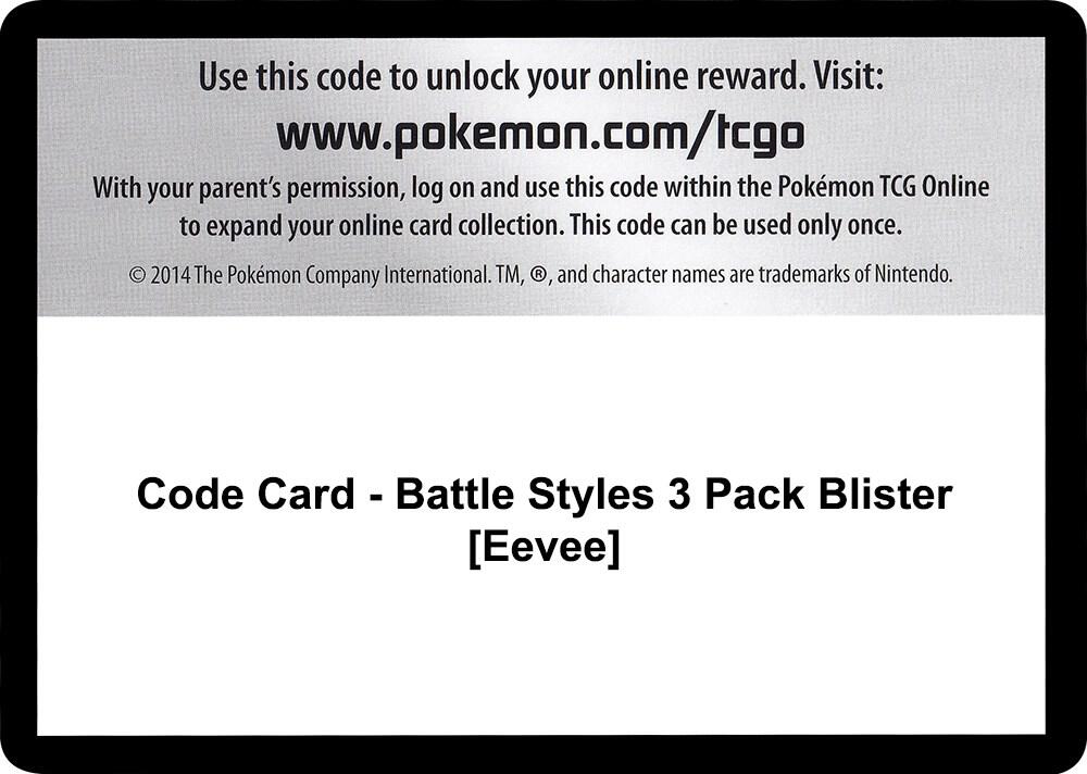 Code Card - Battle Styles 3 Pack Blister [Eevee]