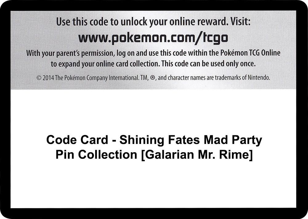 Code Card - Shining Fates Mad Party Pin Collection [Galarian Mr. Rime]