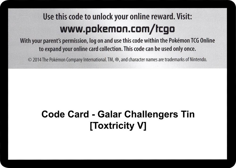 Code Card - Galar Challengers Tin [Toxtricity V]
