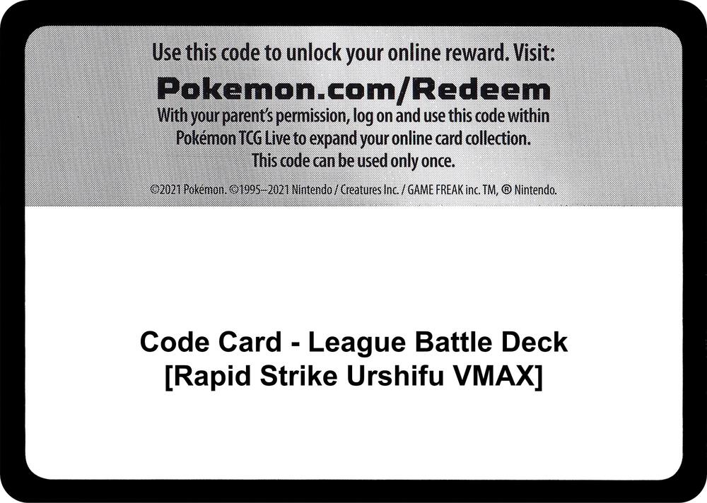 Code Card - League Battle Deck [Rapid Strike Urshifu VMAX]