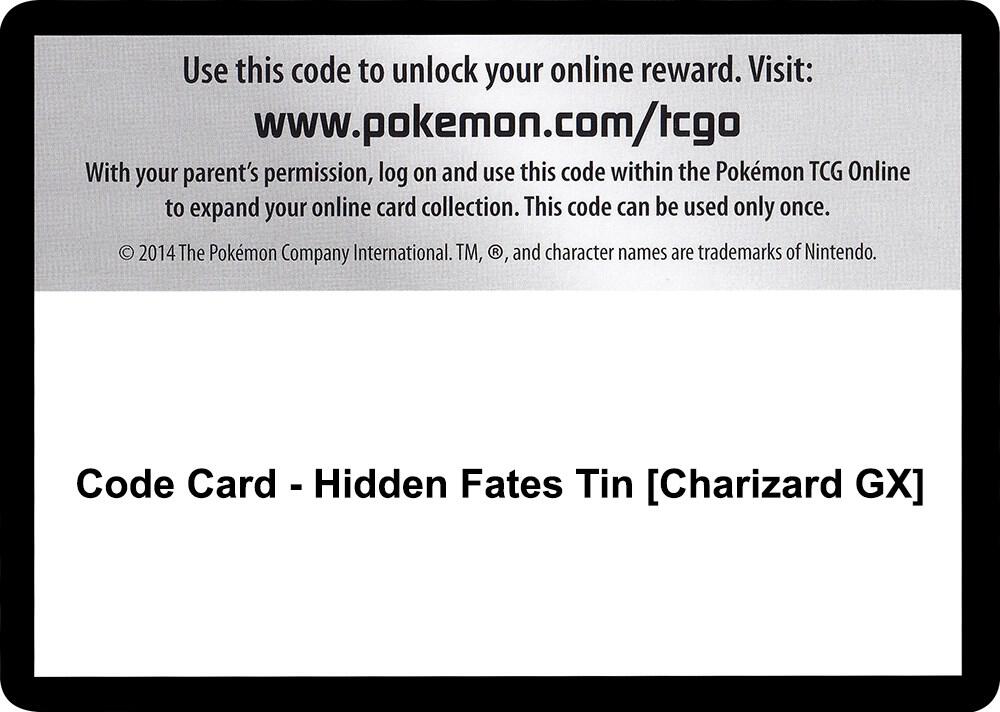 Code Card - Hidden Fates Tin [Charizard GX]