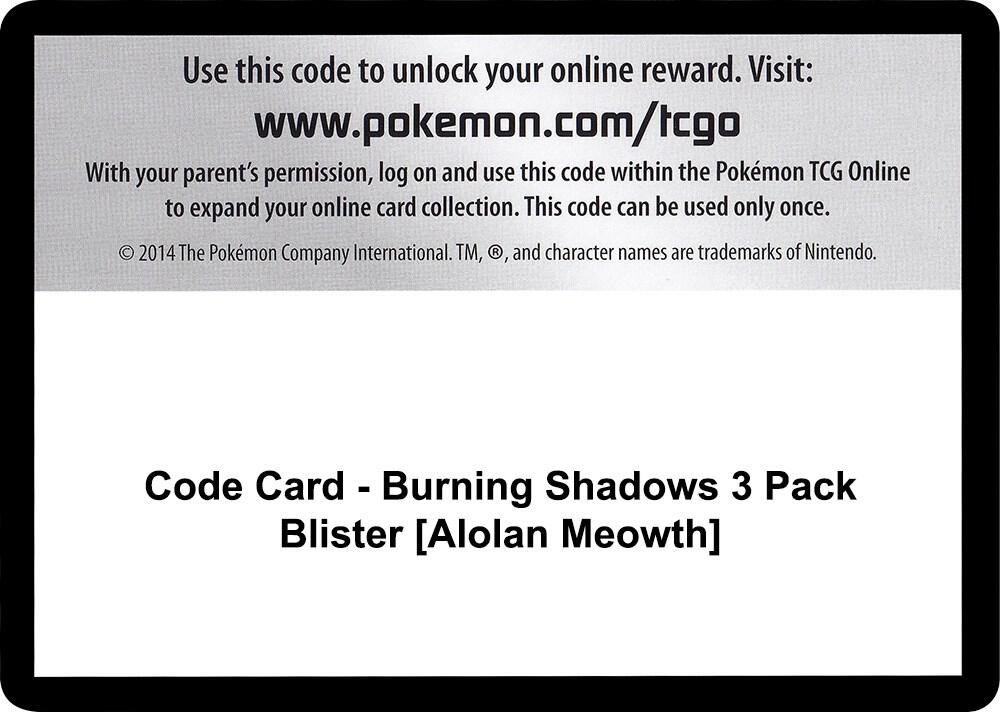 Code Card - Burning Shadows 3 Pack Blister [Alolan Meowth]