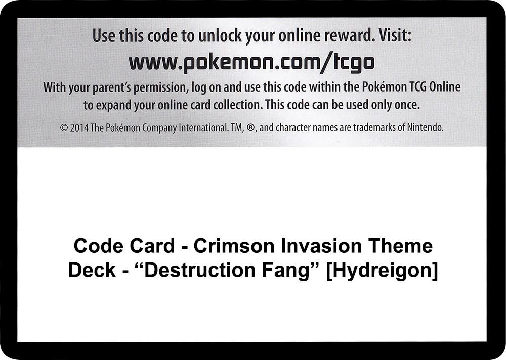 Code Card - Crimson Invasion Theme Deck - "Destruction Fang" [Hydreigon]