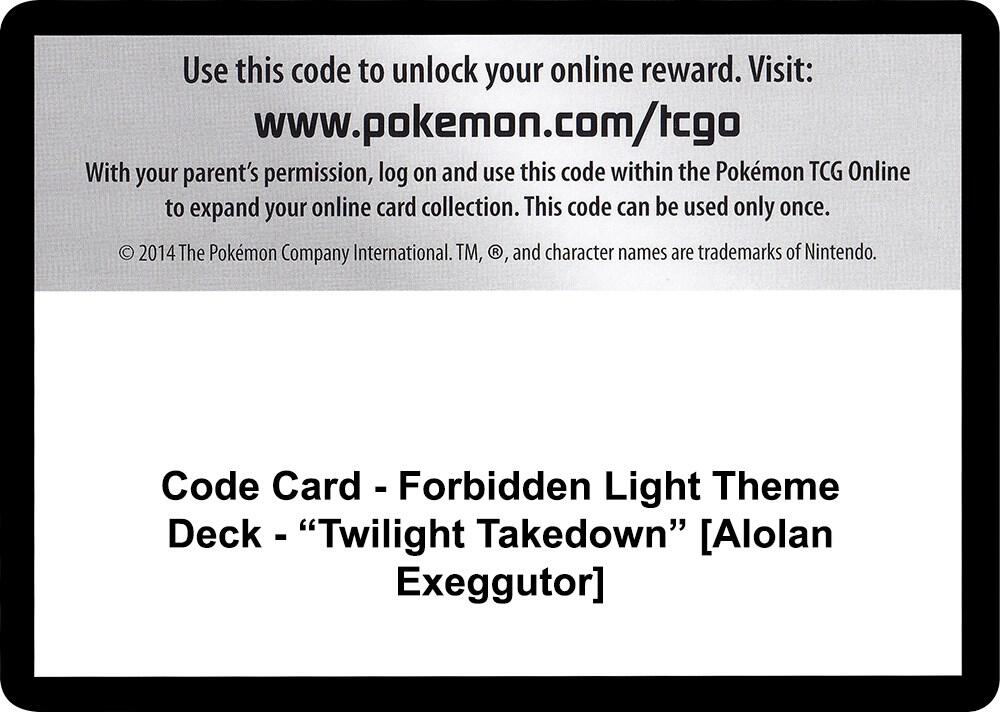 Code Card - Forbidden Light Theme Deck - "Twilight Takedown" [Alolan Exeggutor]