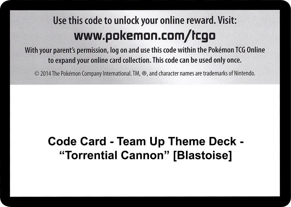 Code Card - Team Up Theme Deck - "Torrential Cannon" [Blastoise]