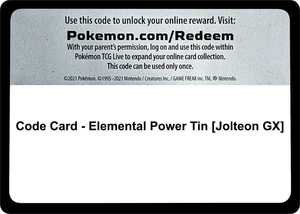 Code Card - Elemental Power Tin [Jolteon GX]