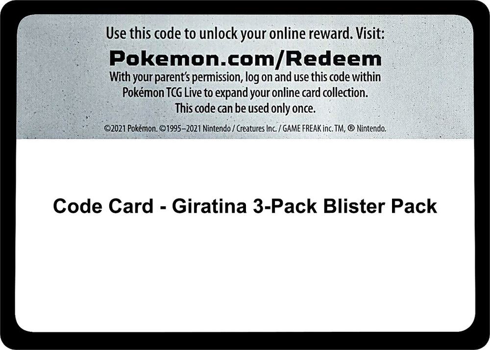 Code Card - Giratina 3-Pack Blister Pack