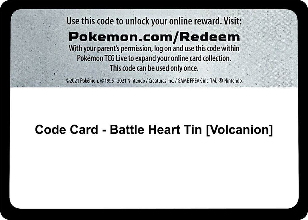 Code Card - Battle Heart Tin [Volcanion]