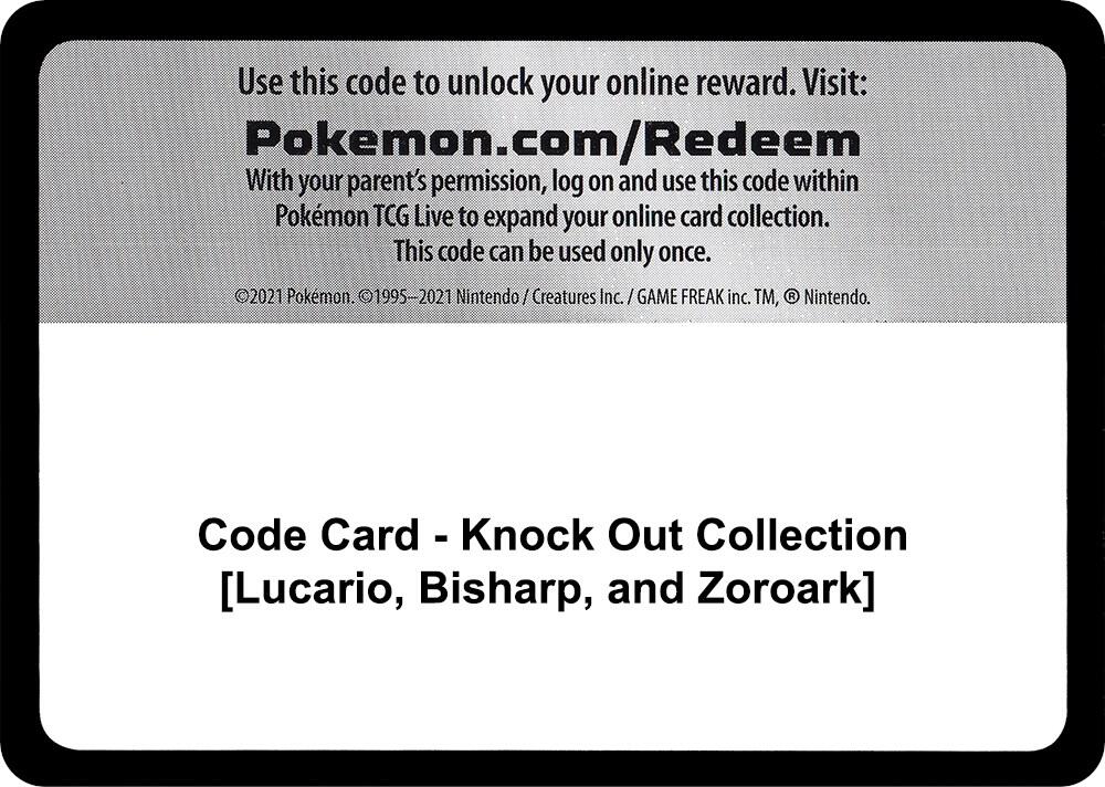 Code Card - Knock Out Collection [Lucario, Bisharp, and Zoroark]