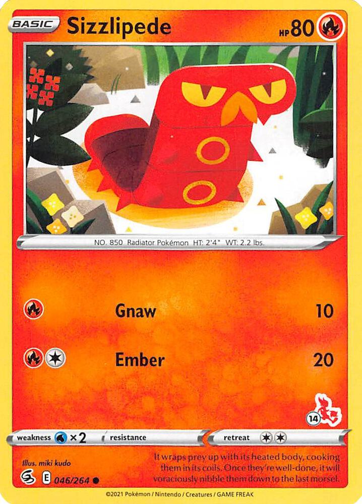 Sizzlipede - 046/264 (#14 Cinderace Stamped)
