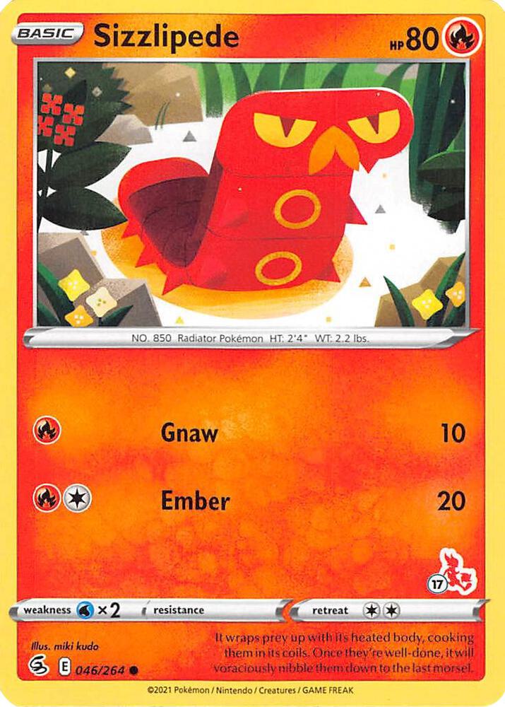 Sizzlipede - 046/264 (#17 Cinderace Stamped)