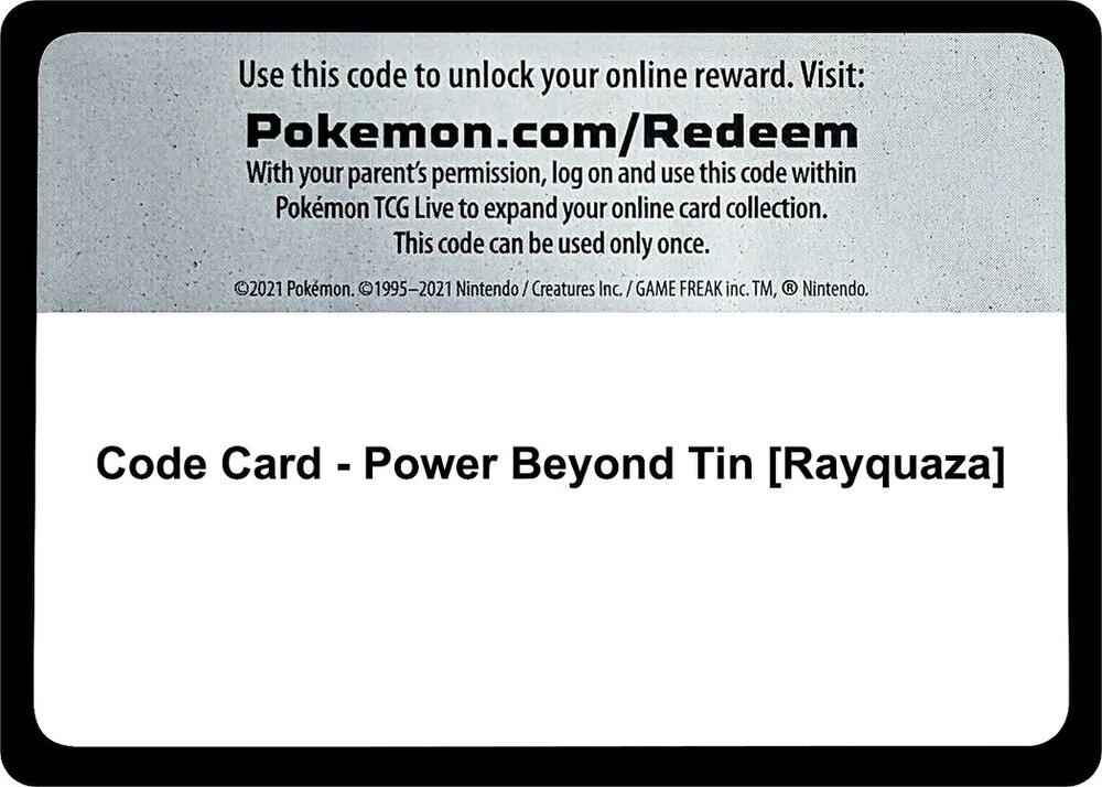 Code Card - Power Beyond Tin [Rayquaza]
