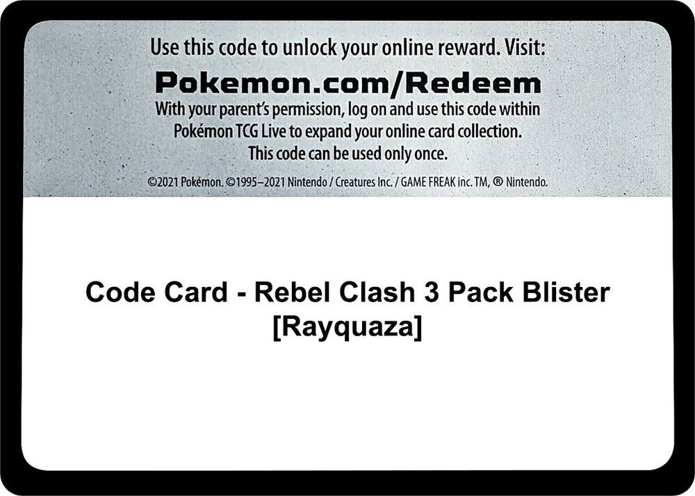 Code Card - Rebel Clash 3 Pack Blister [Rayquaza]
