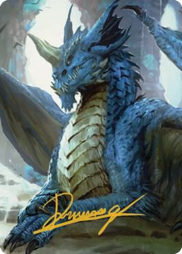 Young Blue Dragon Art Card (Gold-Stamped Signature)
