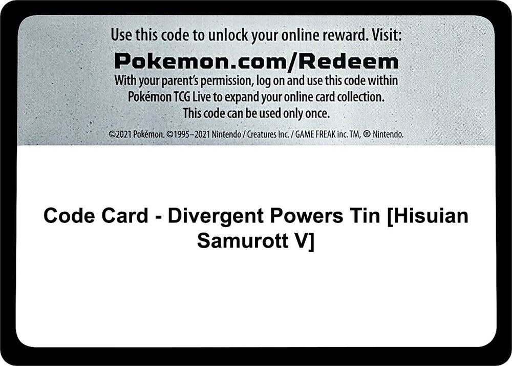 Code Card - Divergent Powers Tin [Hisuian Samurott V]