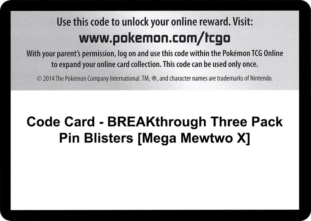 Code Card - BREAKthrough Three Pack Pin Blisters [Mega Mewtwo X]
