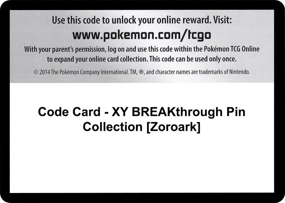Code Card - XY BREAKthrough Pin Collection [Zoroark]