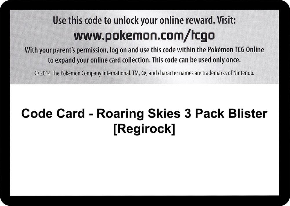 Code Card - Roaring Skies 3 Pack Blister [Regirock]