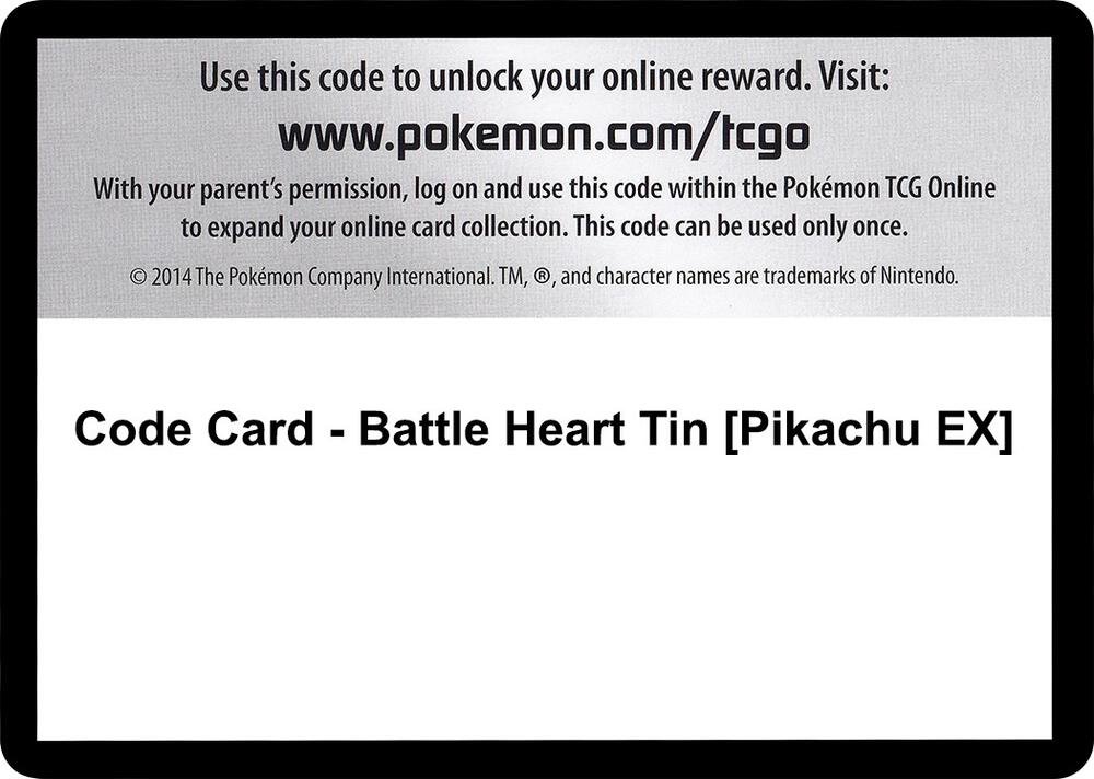 Code Card - Battle Heart Tin [Pikachu EX]