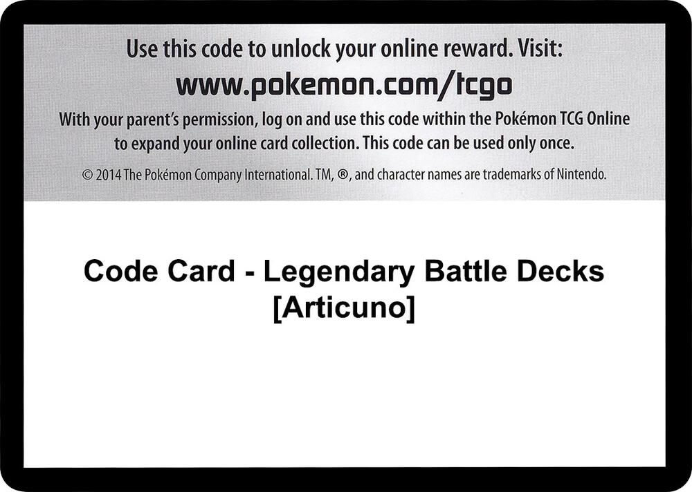 Code Card - Legendary Battle Decks [Articuno]