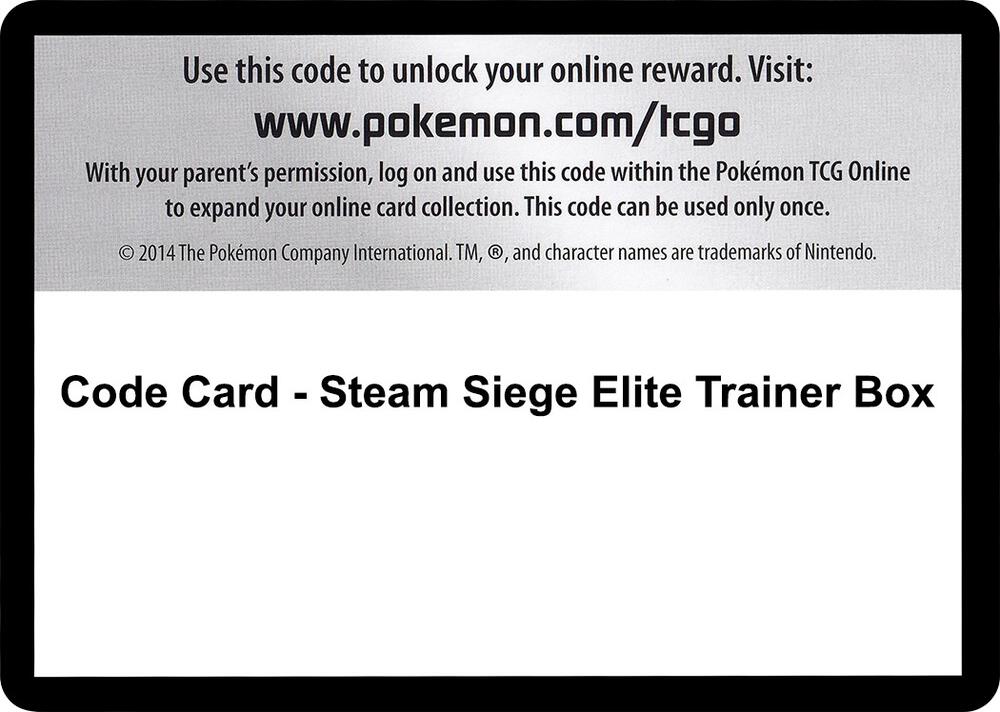 Code Card - Steam Siege Elite Trainer Box