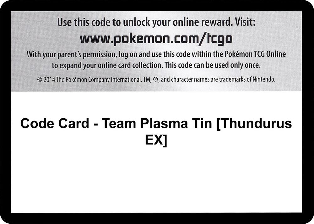 Code Card - Team Plasma Tin [Thundurus EX]