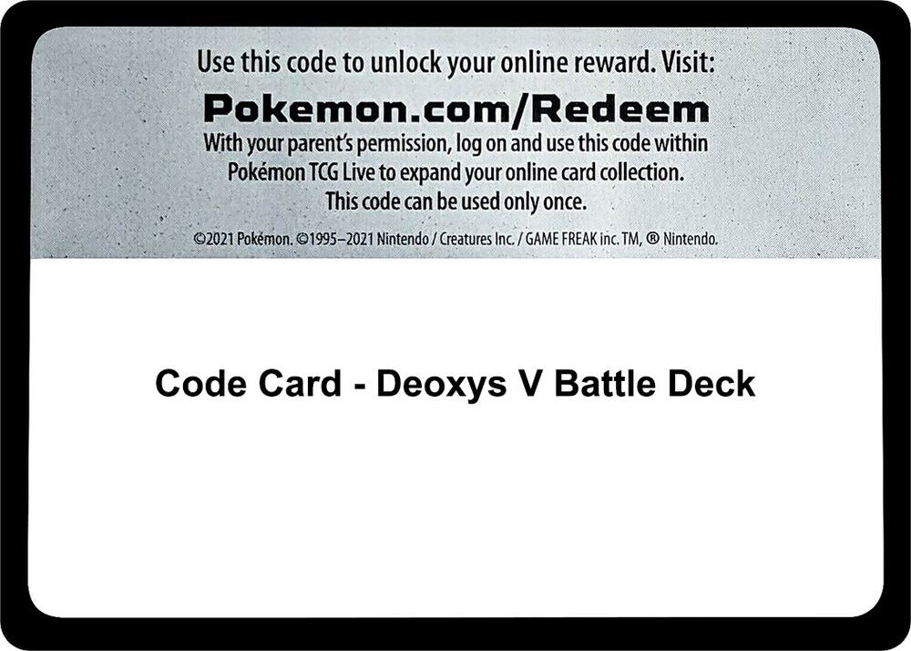 Code Card - Deoxys V Battle Deck