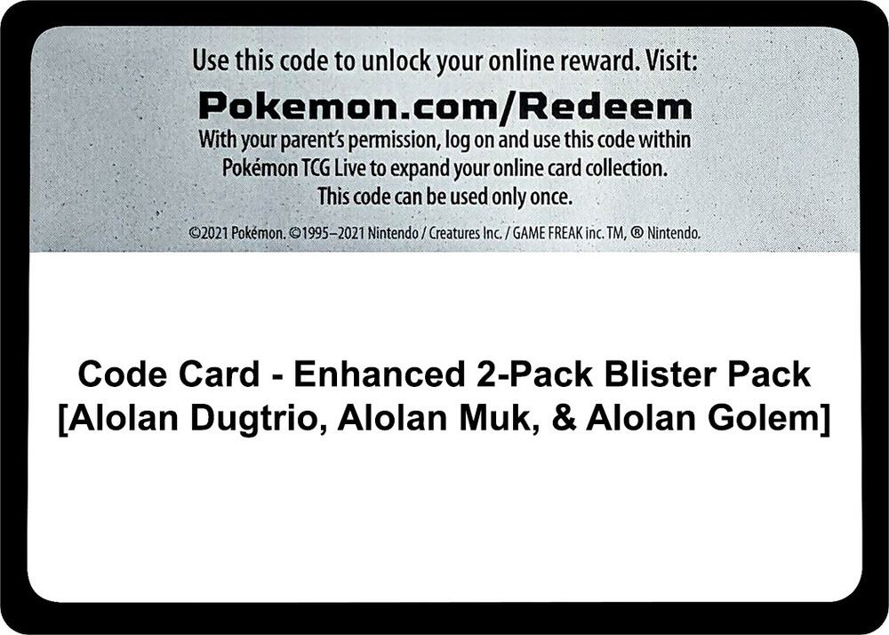 Code Card - Enhanced 2-Pack Blister Pack [Alolan Dugtrio, Alolan Muk, & Alolan Golem]