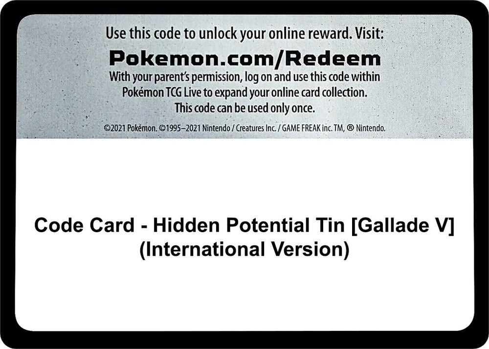 Code Card - Hidden Potential Tin [Gallade V] (International Version)