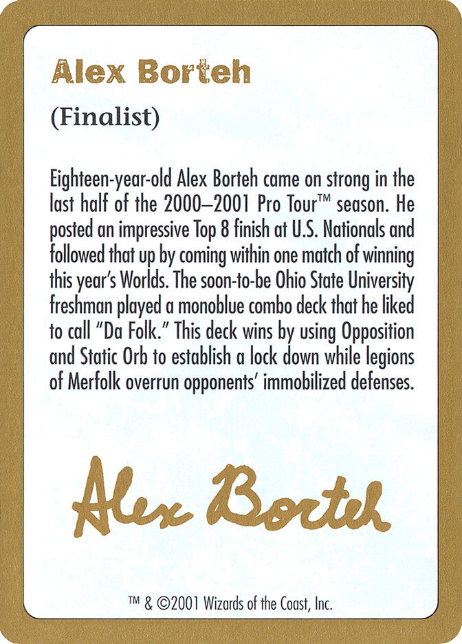 2001 Alex Borteh Biography Card