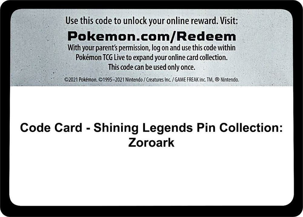 Code Card - Shining Legends Pin Collection: Zoroark