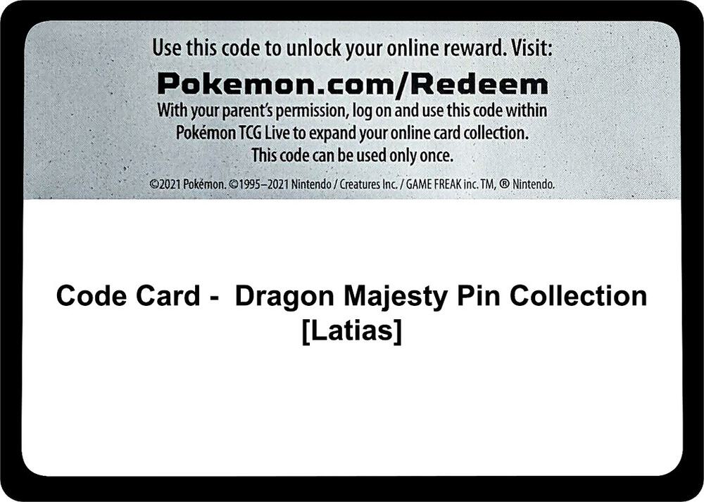Code Card - Dragon Majesty Pin Collection [Latias]