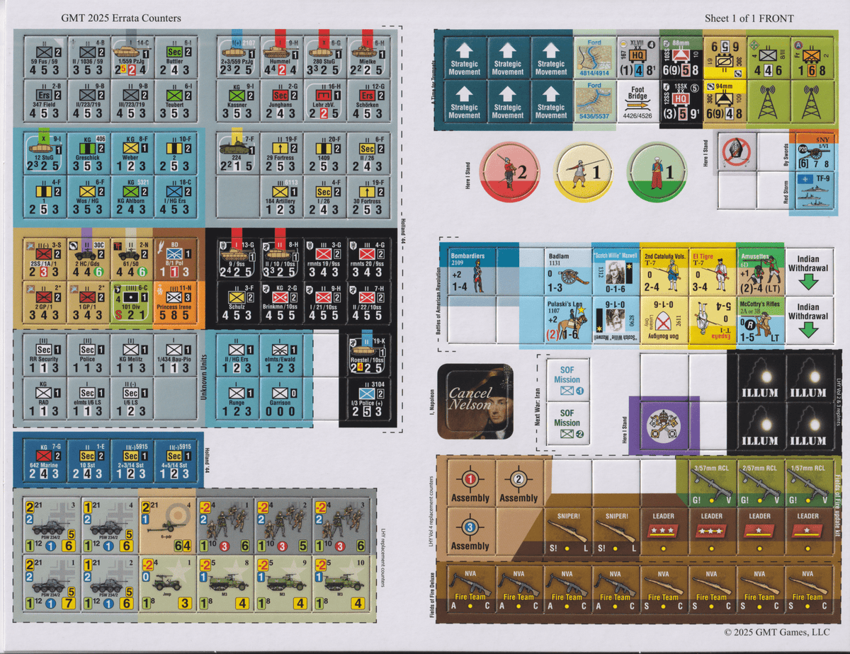 GMT Games 2025 Replacement Countersheet