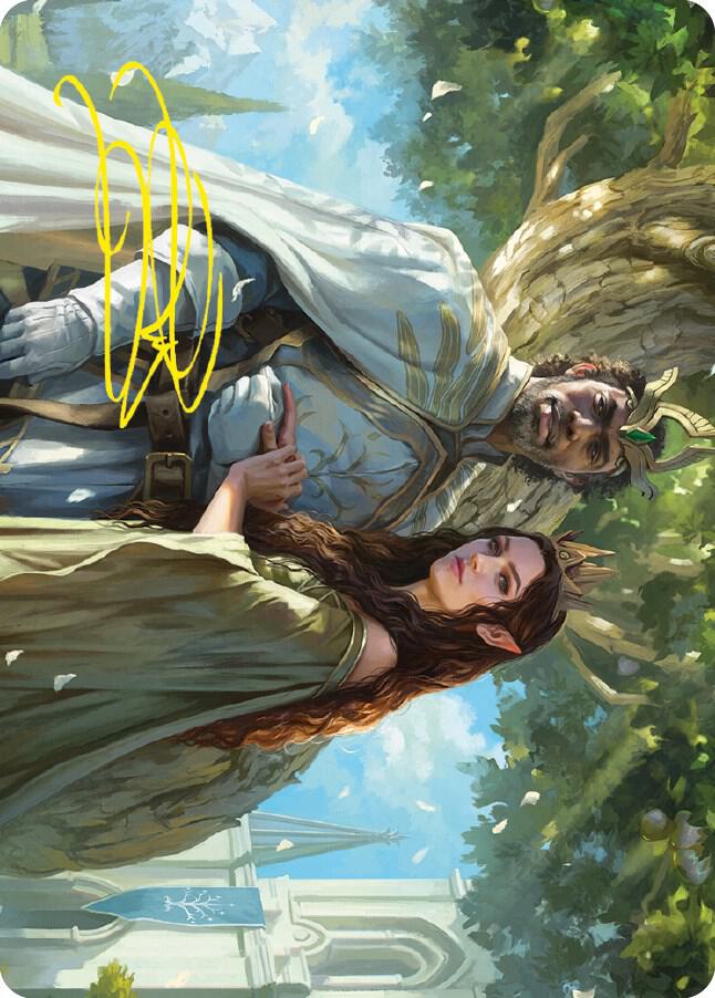 Aragorn and Arwen, Wed Art Card (Gold-Stamped Signature)
