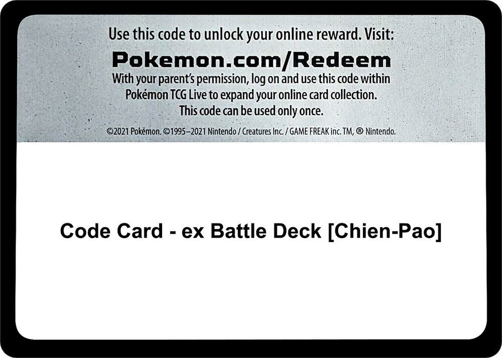 Code Card - ex Battle Deck [Chien-Pao]