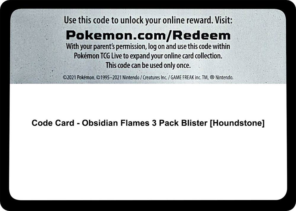 Code Card - Obsidian Flames 3 Pack Blister [Houndstone]