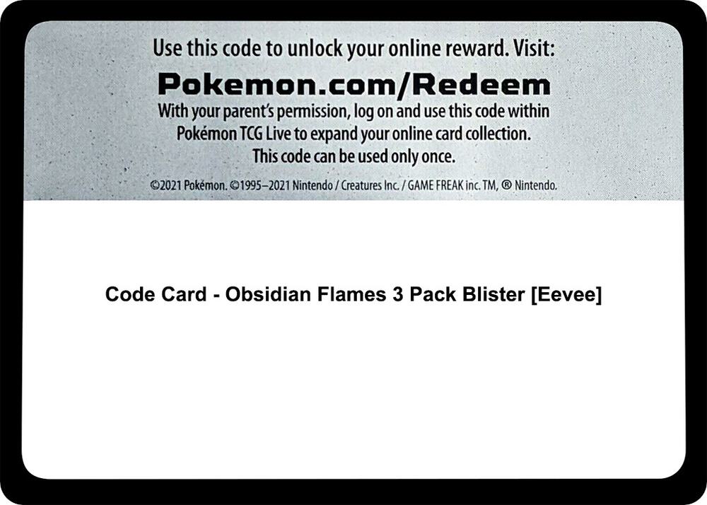 Code Card - Obsidian Flames 3 Pack Blister [Eevee]
