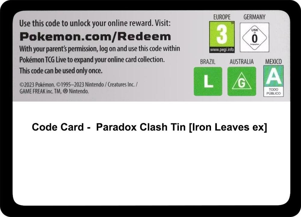 Code Card - Paradox Clash Tin [Iron Leaves ex]