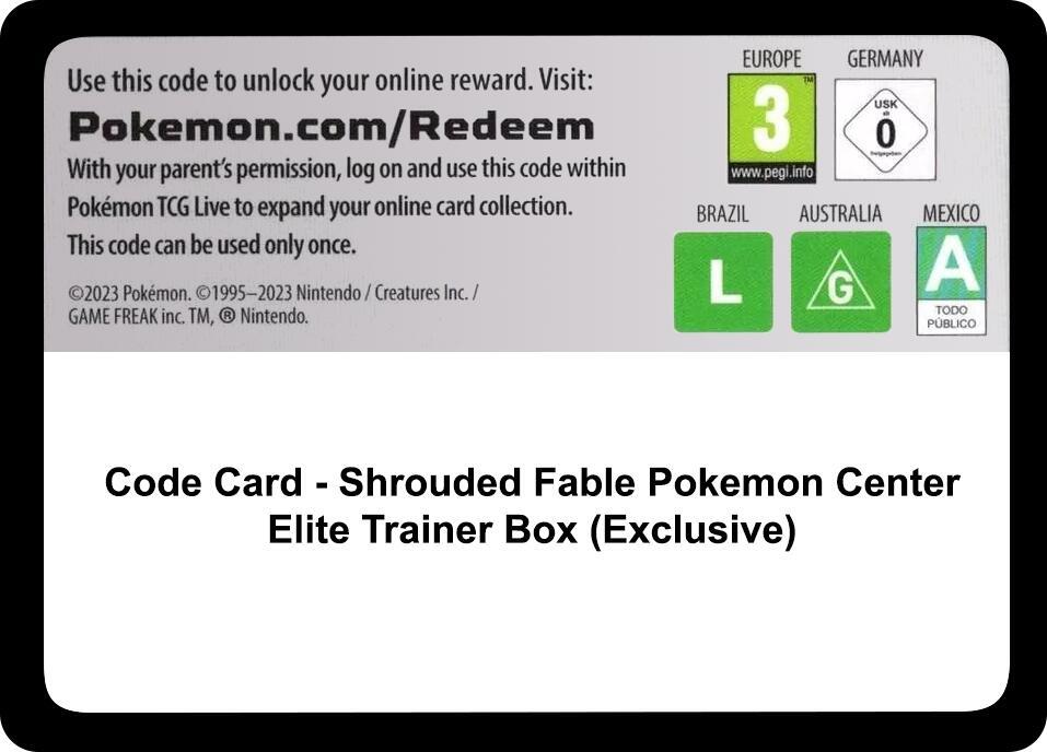 Code Card - Shrouded Fable Pokemon Center Elite Trainer Box (Exclusive)