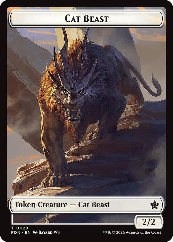 Cat Beast // Dragon (0017) Double-Sided Token - Magic: The Gathering