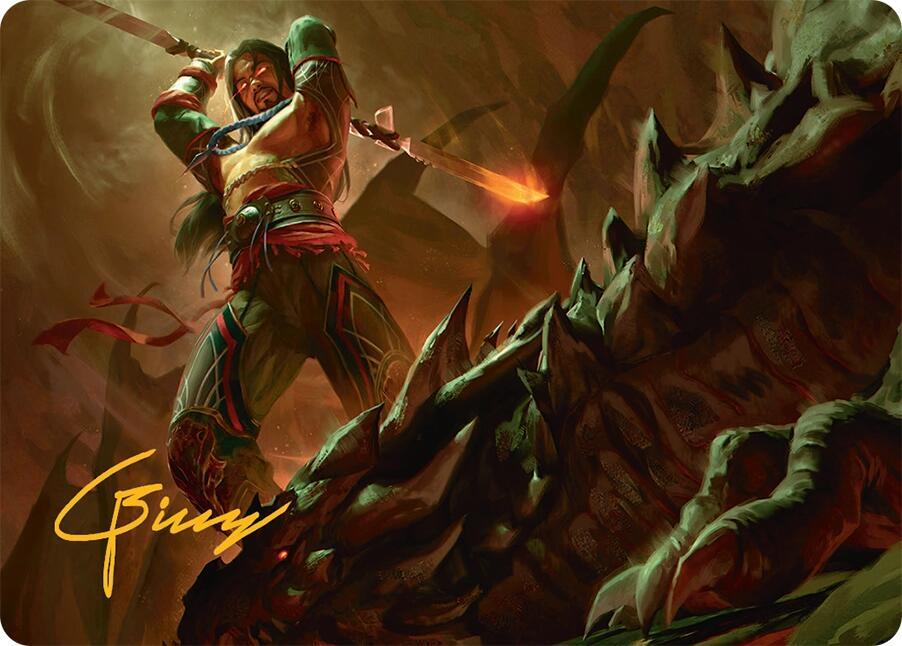 Sarkhan's Resolve Art Card (18/54) (Gold-Stamped Signature)