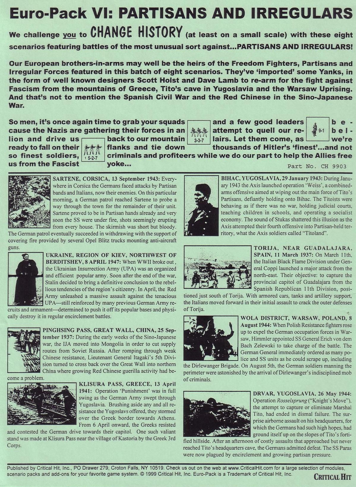 Euro-Pack VI: Partisans and Irregulars