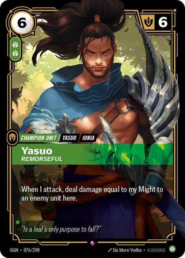 Yasuo - Remorseful - Riftbound: League of Legends TCG