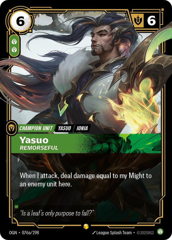 Yasuo - Remorseful (Alternate Art) - Riftbound: League of Legends TCG